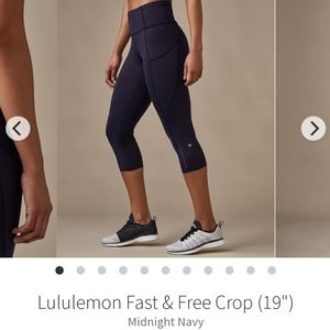 Lululemon Fast & Free Crop (19") Midnight Navy